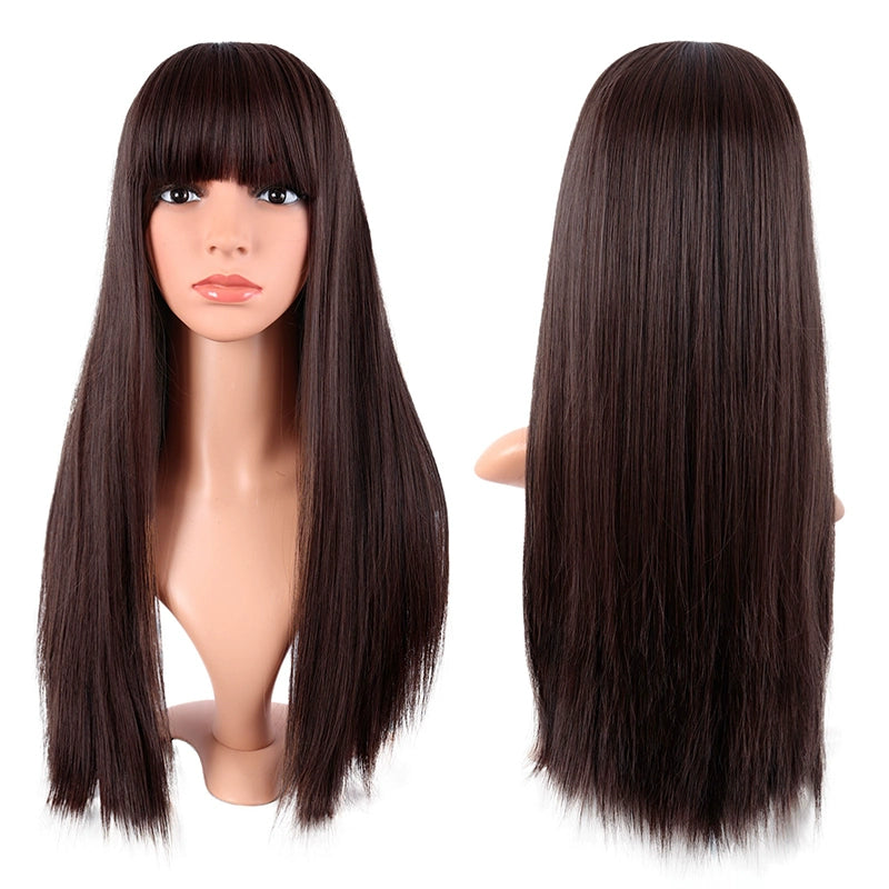 Tongman Cos Wig Female Long Hair Mixed Gold Red Brown Pure Black Lolita High-Temperature Fiber Long Straight Hair Full-Head Wig