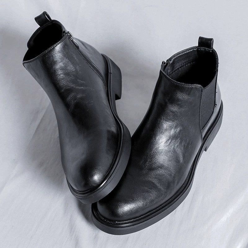 Winter Men Leather Chelsea Boots Slip-on Dress Formal Shoes