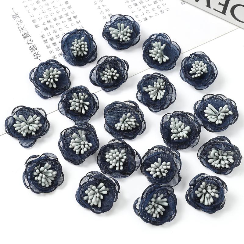 Artificial Mini Yarn Fabric Flower Fake Flower Clothing Shoes and Hat Decoration Material Hairpin Headdress DIY Handmade Accessories