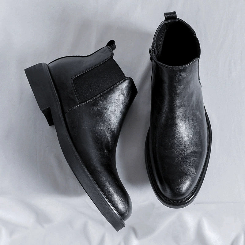 Winter Men Leather Chelsea Boots Slip-on Dress Formal Shoes
