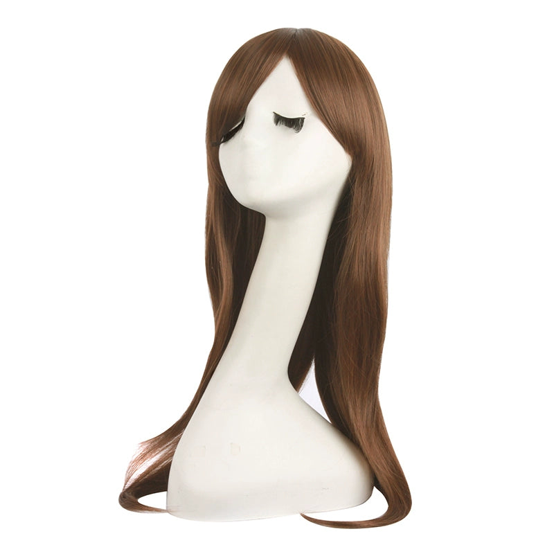 Tongman Micro Volume Cos Wig Female Long Hair Anime High-Temperature Fiber Brown Qi Side Bangs Universal Light Brown Full-Head Wig