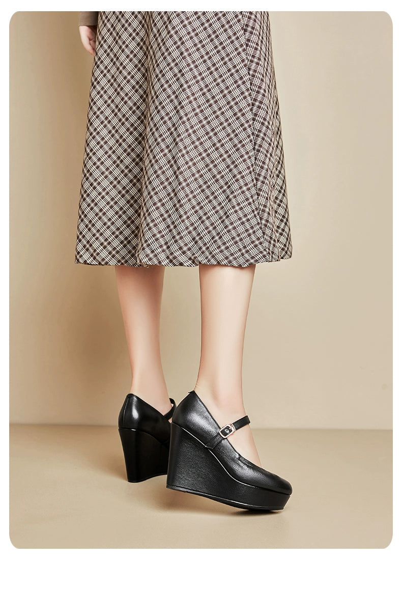 Thick Sole round Toe Wedge Soft Surface Waterproof Platform Strap - Heavenly shershelle