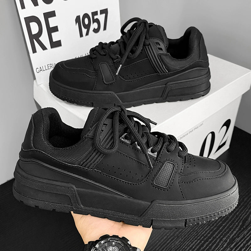 Thick Sole Pure Black Japanese Leisure Niche Style Original Men's Shoes