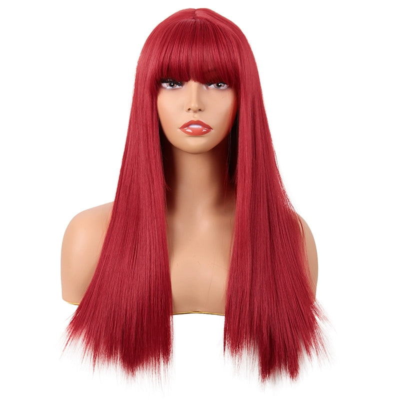 Tongman Cos Wig Female Long Hair Mixed Gold Red Brown Pure Black Lolita High-Temperature Fiber Long Straight Hair Full-Head Wig