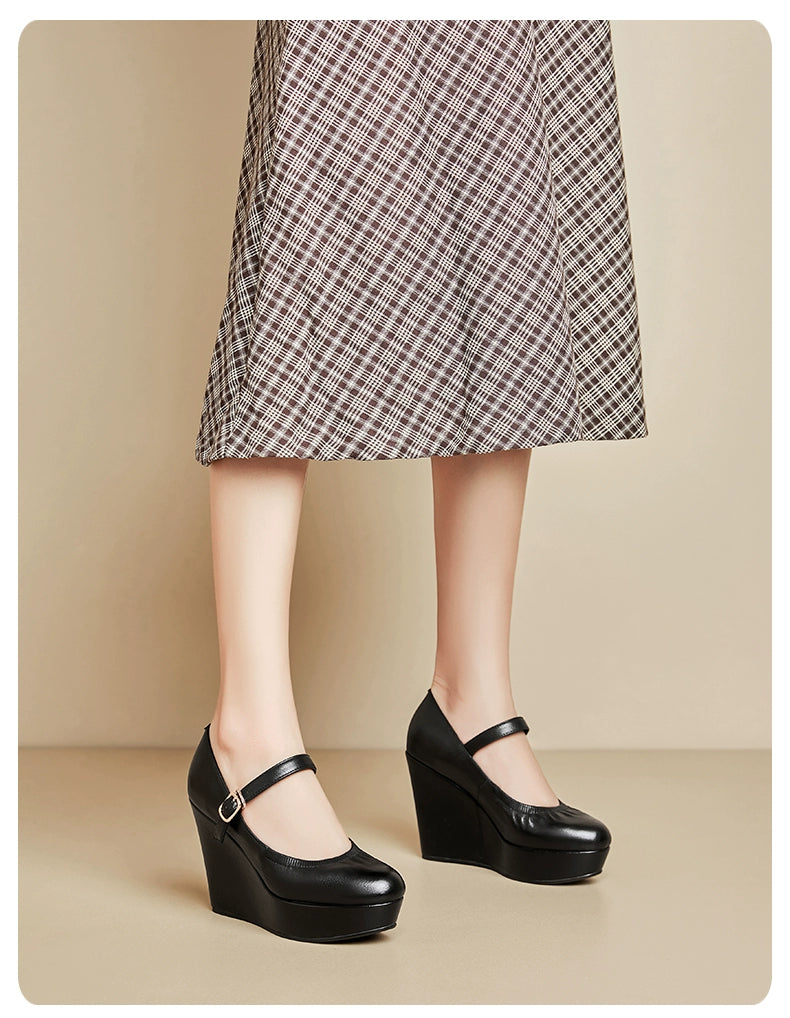 Thick Sole round Toe Wedge Soft Surface Waterproof Platform Strap - Heavenly shershelle