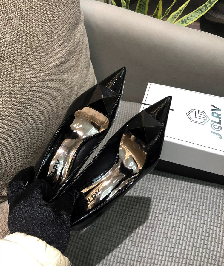 Spring Fashion Stiletto Low-Cut Patent Leather Shoes