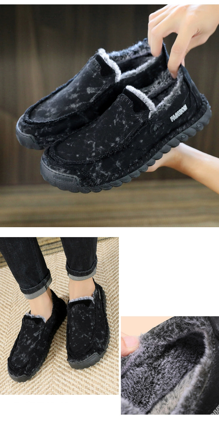 Winter Men's Shoes Old Beijing Cloth Shoes Men's Cotton Shoes Fleece-lined Heattech Comfortable Dad Shoes Soft Bottom Non Slip Men Casual Shoes