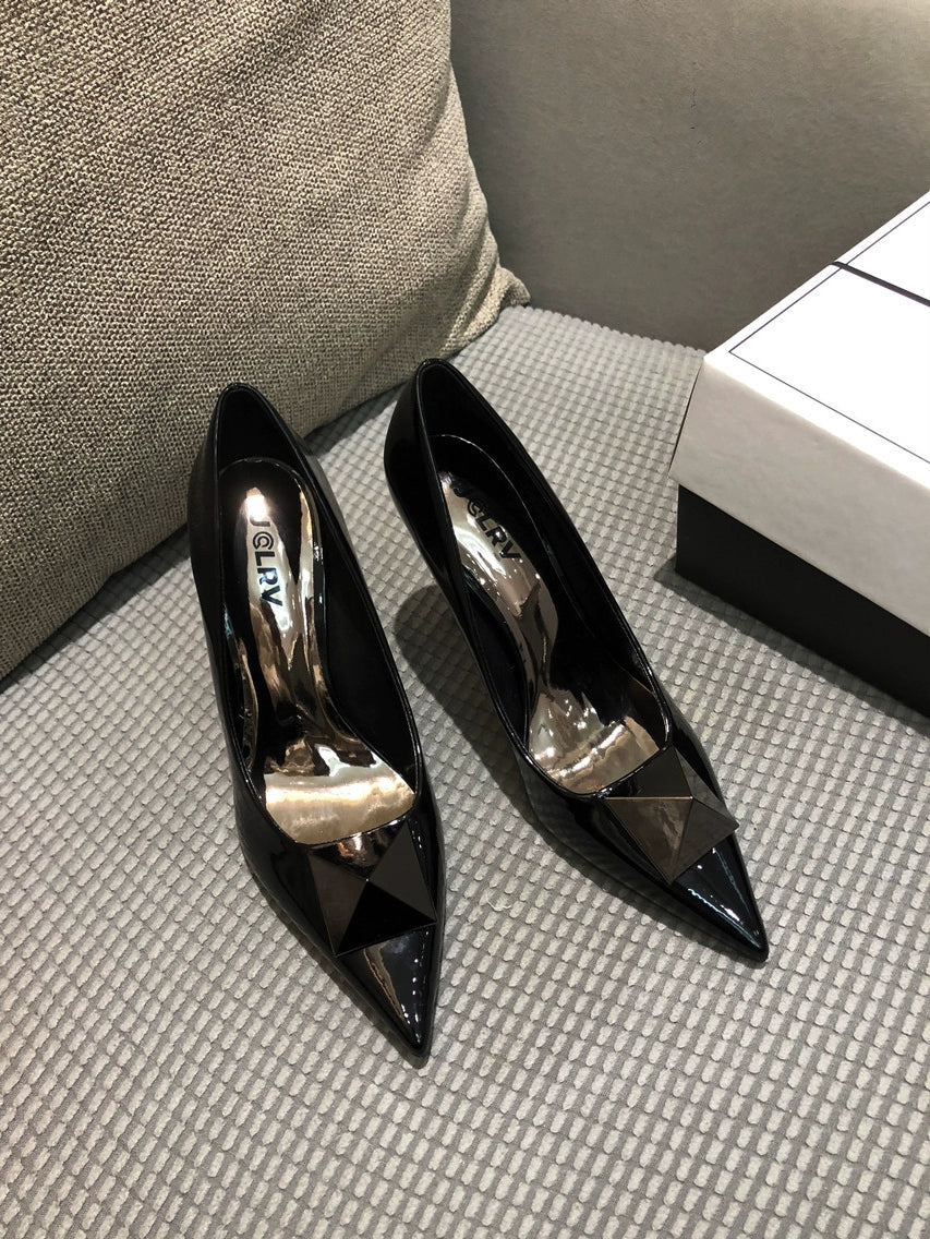 Spring Fashion Stiletto Low-Cut Patent Leather Shoes