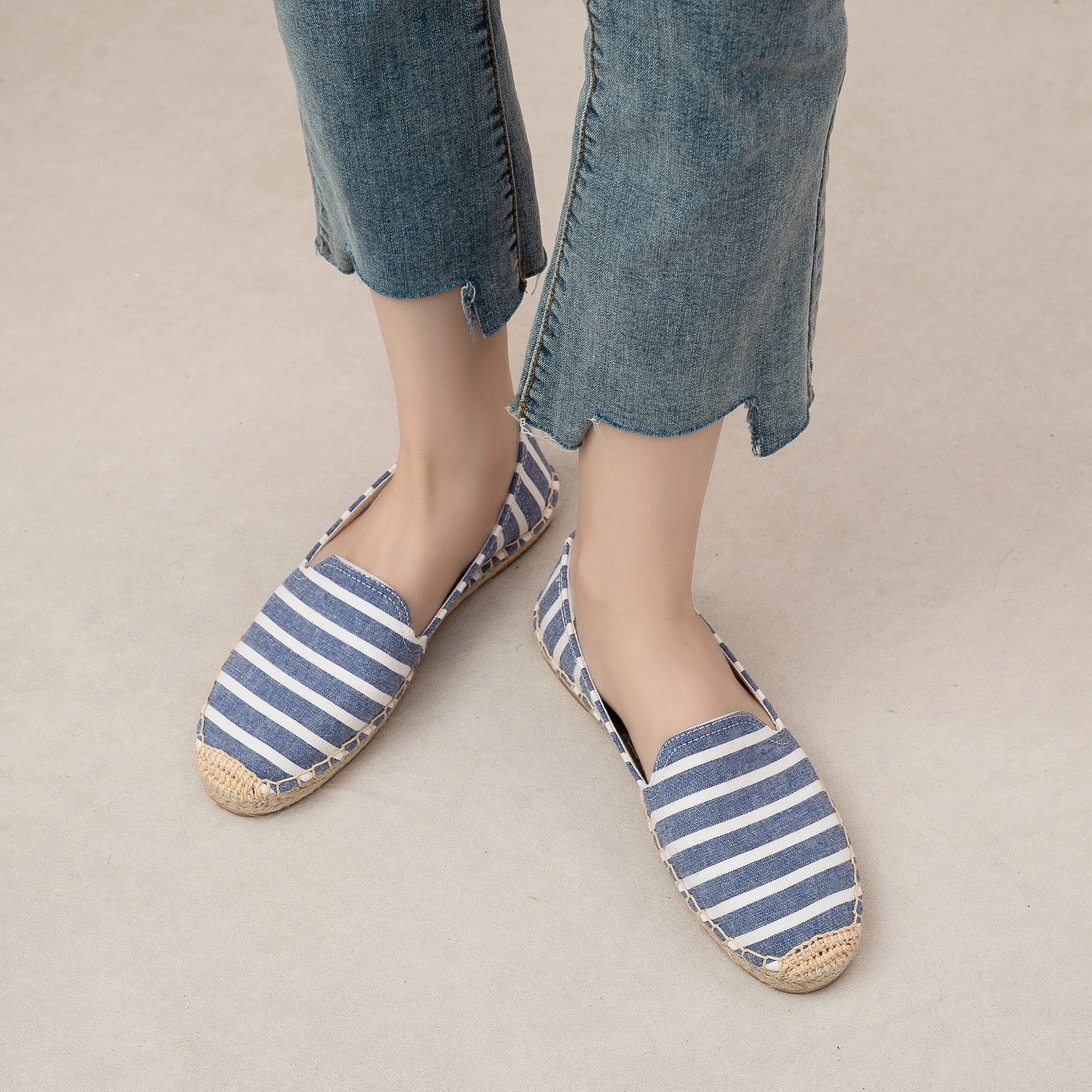 Thick Sole Spring and Summer Leisure Comfortable Soft Canvas Straw Shoes