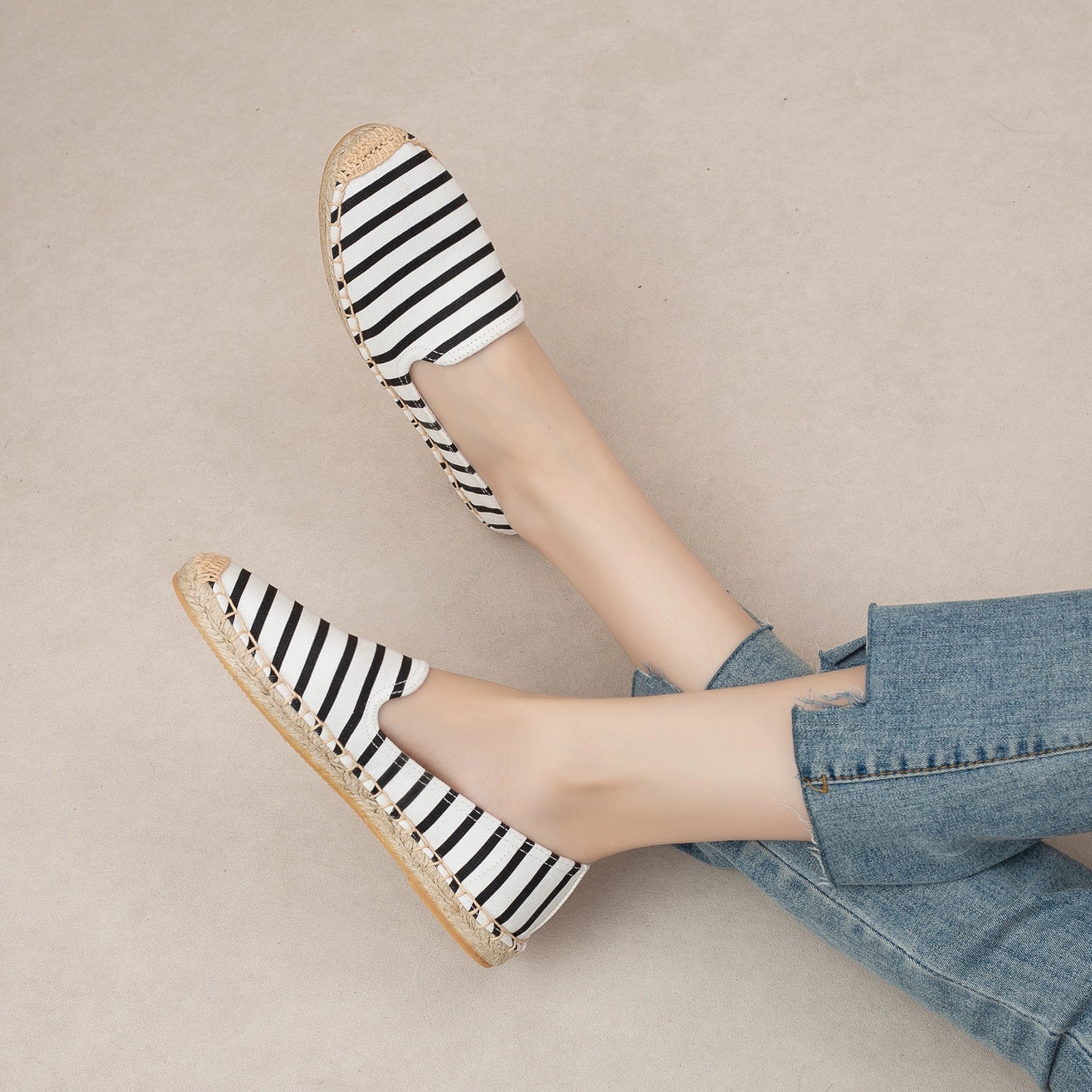 Thick Sole Spring and Summer Leisure Comfortable Soft Canvas Straw Shoes