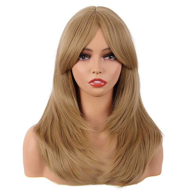 Tongman Cos Wig Female Long Hair Anime High-Temperature Fiber Pure Black Dark Brown Light Gold Milk Golden Medium Long Hair Full-Head Wig