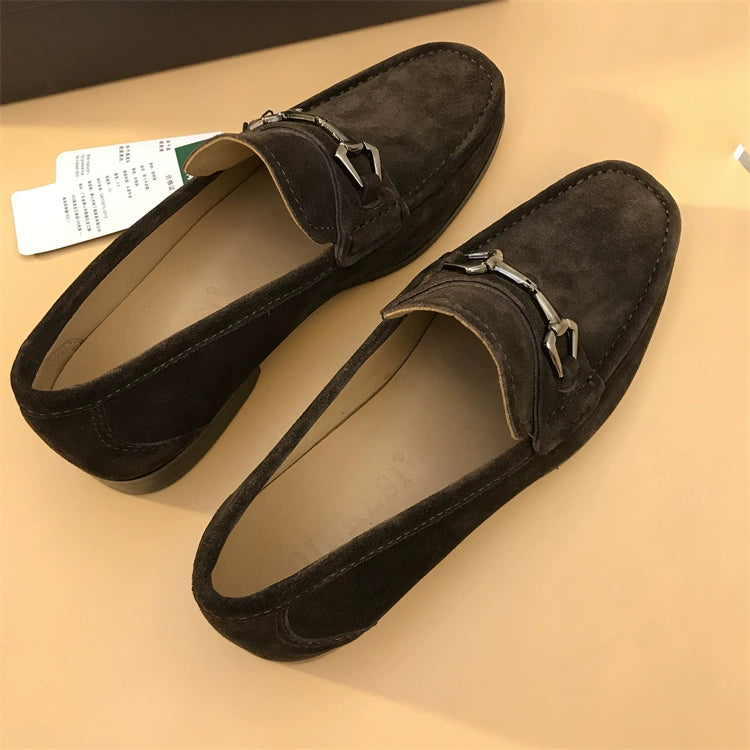 Slip-on Frosted with Heel Casual Suede Loafers