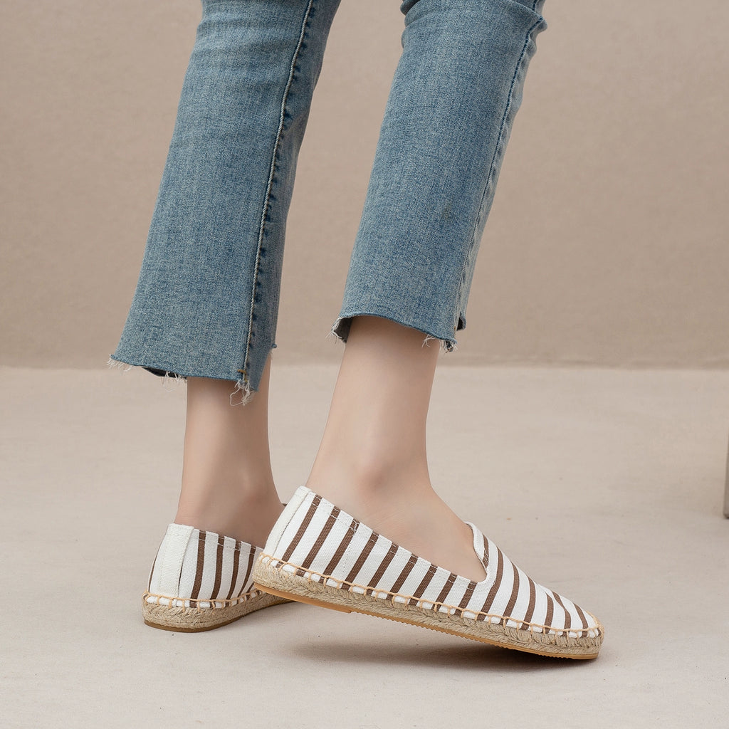 Thick Sole Spring and Summer Leisure Comfortable Soft Canvas Straw Shoes