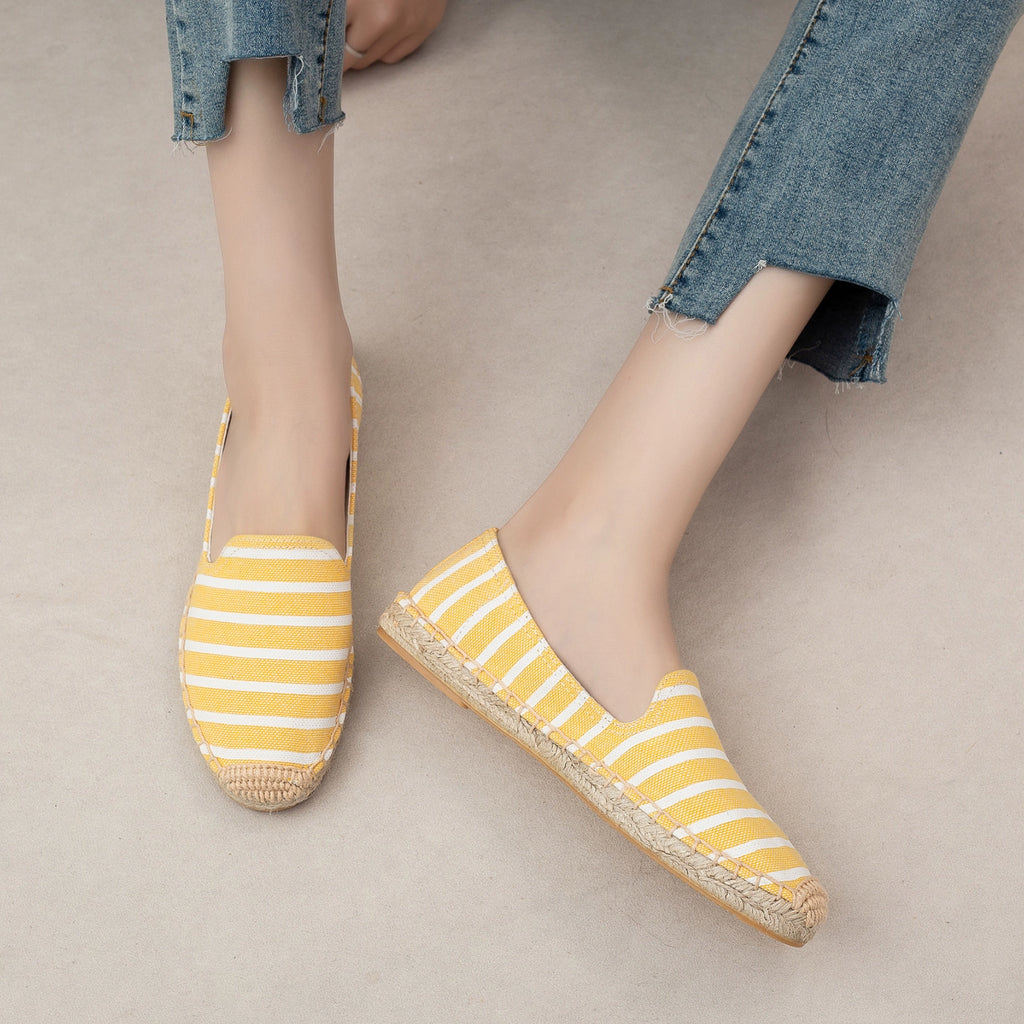 Thick Sole Spring and Summer Leisure Comfortable Soft Canvas Straw Shoes
