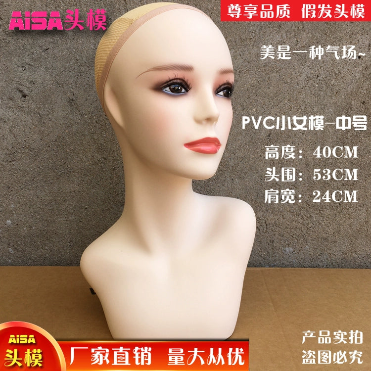 PVC Material Model Head New Arrival Small Size 34cm High-Selling Female Model Wig Scarf Ornament Model for Jewelry Display