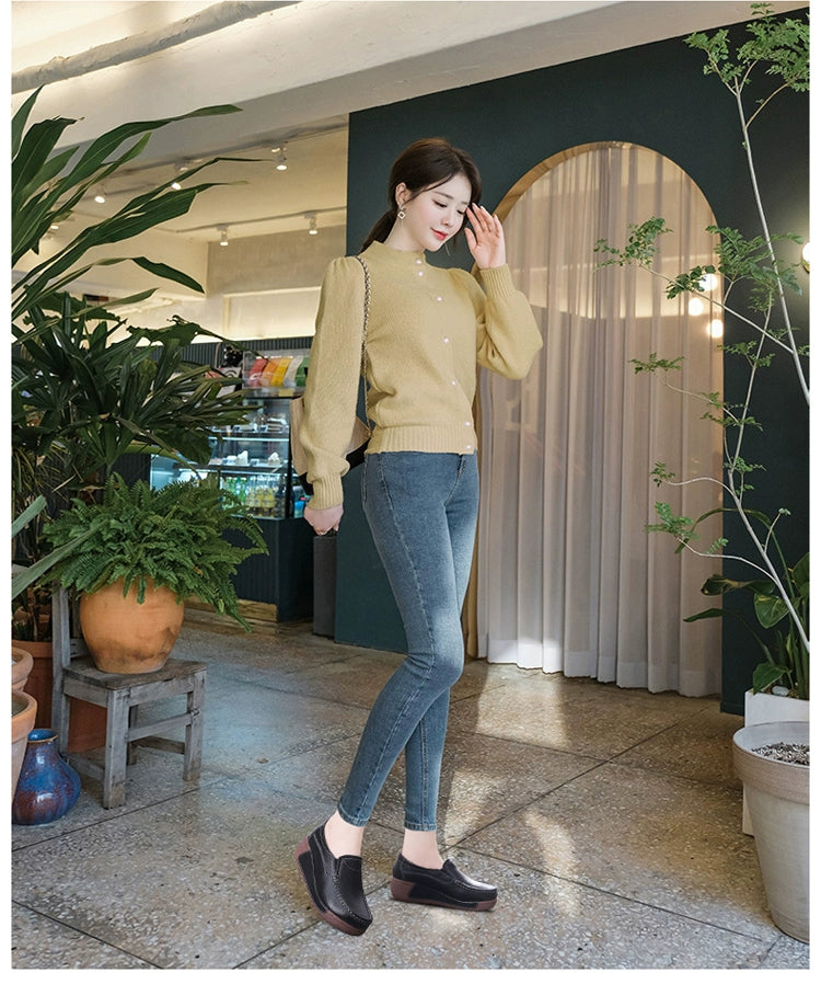 Thick Sole Wedge Casual Slip-on Platform Platform Platform Shoes