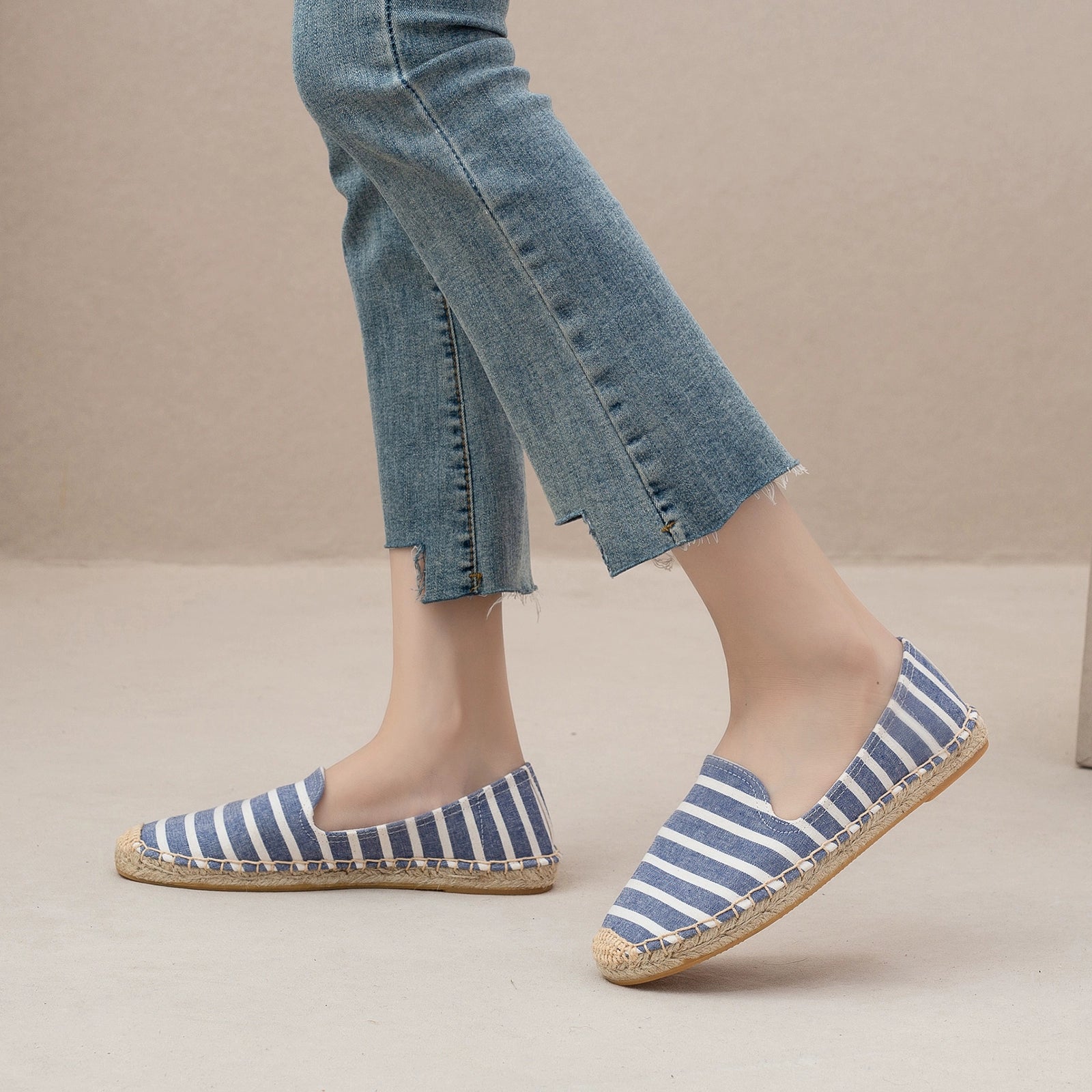 Thick Sole Spring and Summer Leisure Comfortable Soft Canvas Straw Shoes