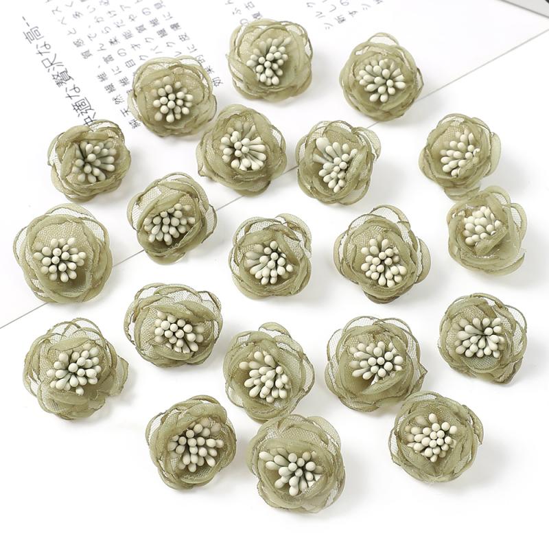 Artificial Mini Yarn Fabric Flower Fake Flower Clothing Shoes and Hat Decoration Material Hairpin Headdress DIY Handmade Accessories