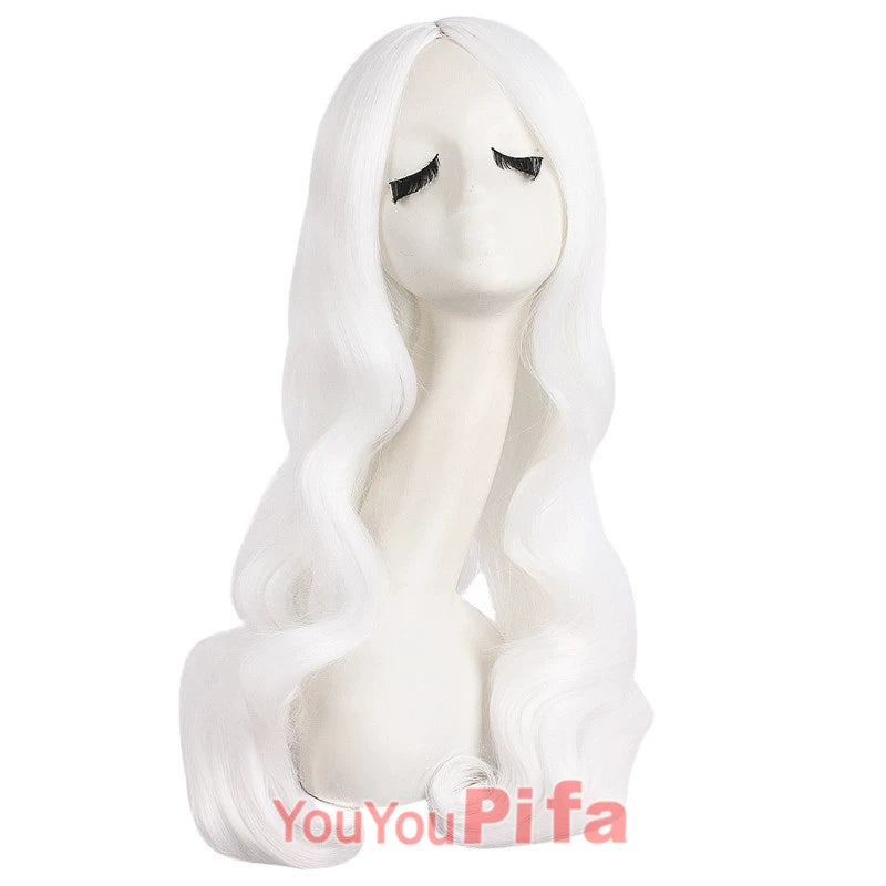 Cos Wig Female Long Curly Hair Big Wave Lolita Internet Celebrity Female Center-Parted Bangs Anime Light Golden Grandma Gray Long Hair
