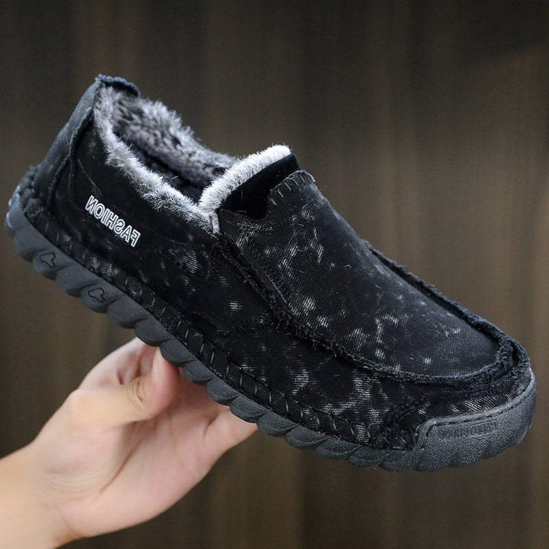 Winter Men's Shoes Old Beijing Cloth Shoes Men's Cotton Shoes Fleece-lined Heattech Comfortable Dad Shoes Soft Bottom Non Slip Men Casual Shoes