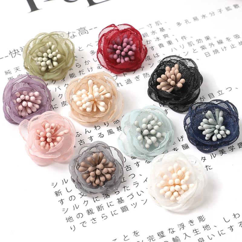 Artificial Mini Yarn Fabric Flower Fake Flower Clothing Shoes and Hat Decoration Material Hairpin Headdress DIY Handmade Accessories