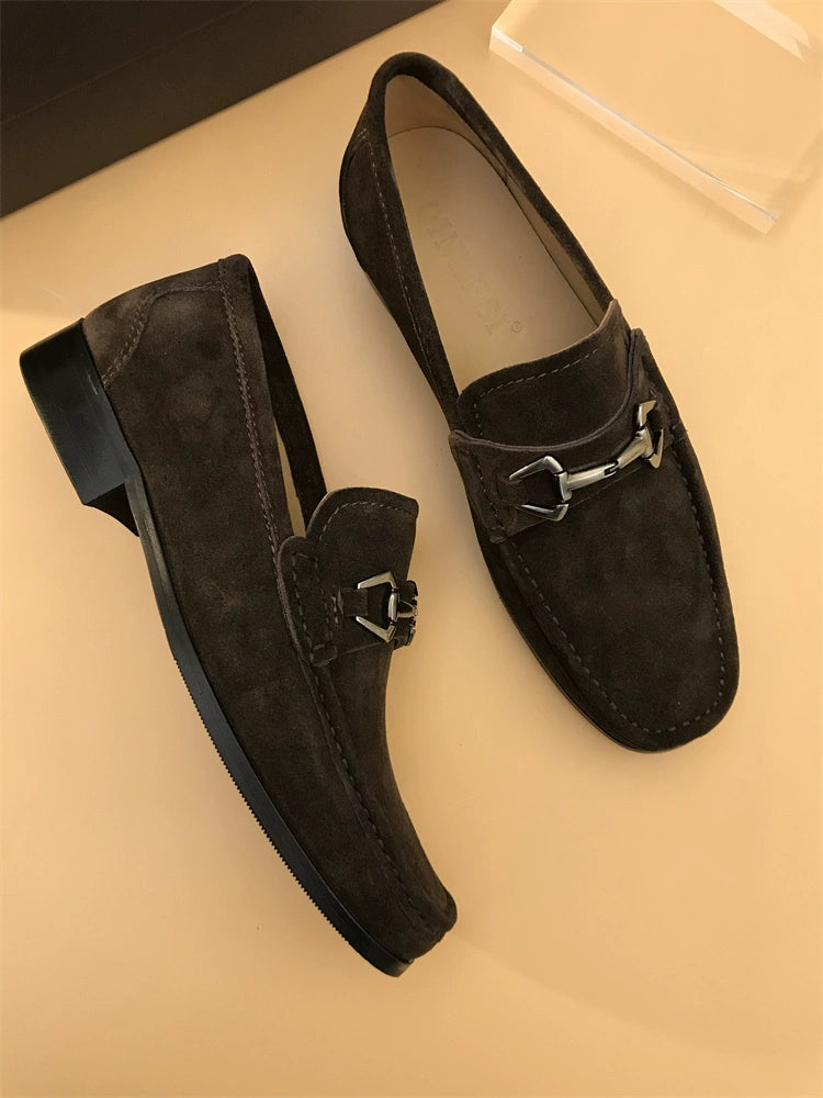 Slip-on Frosted with Heel Casual Suede Loafers