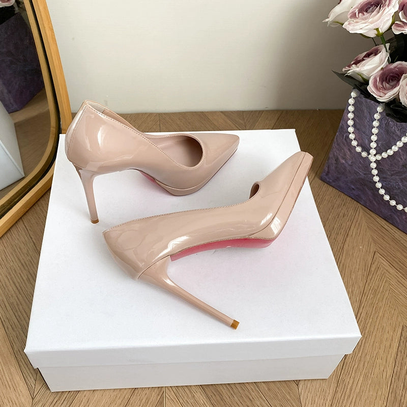 Model Style Nude High Heels Women's Stiletto Heel Not Tired Feet Waterproof Platform Elegant Socialite Pointed Toe Flats Plus Size Women's Shoes 41