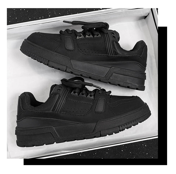 Thick Sole Pure Black Japanese Leisure Niche Style Original Men's Shoes