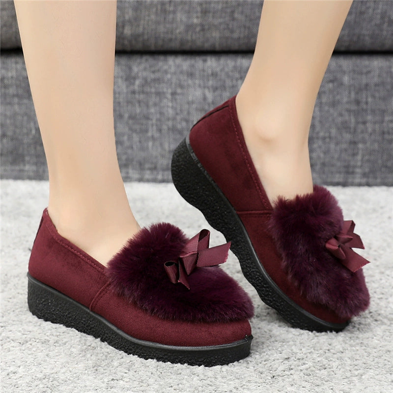 Platform Shoes Autumn and Winter Thick Bottom Fleece-Lined Warm Old Beijing Cloth Shoes