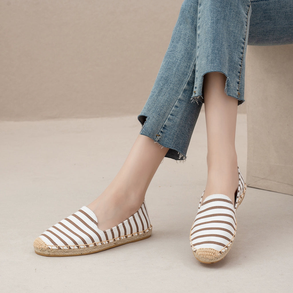 Thick Sole Spring and Summer Leisure Comfortable Soft Canvas Straw Shoes