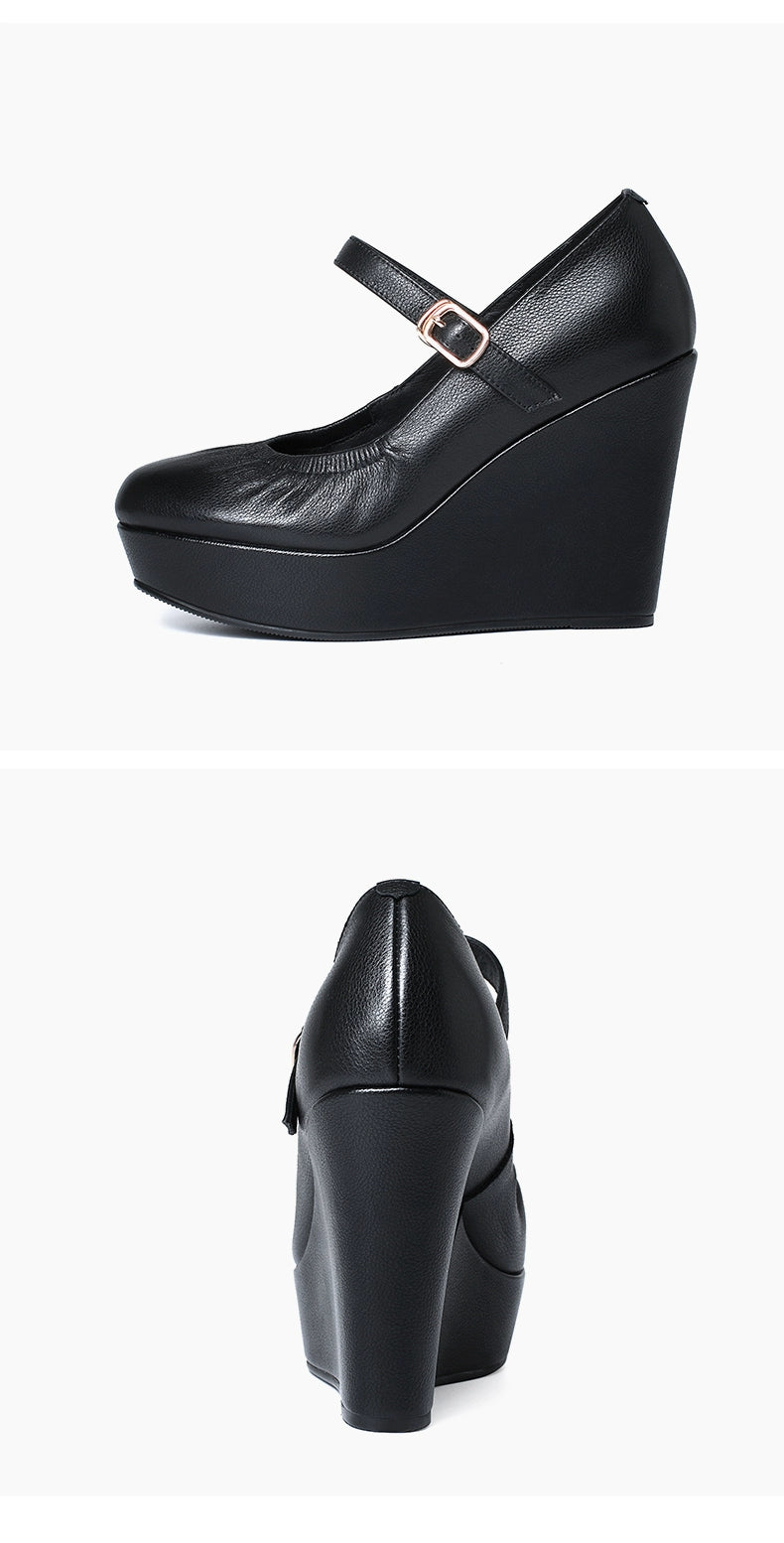Thick Sole round Toe Wedge Soft Surface Waterproof Platform Strap - Heavenly shershelle