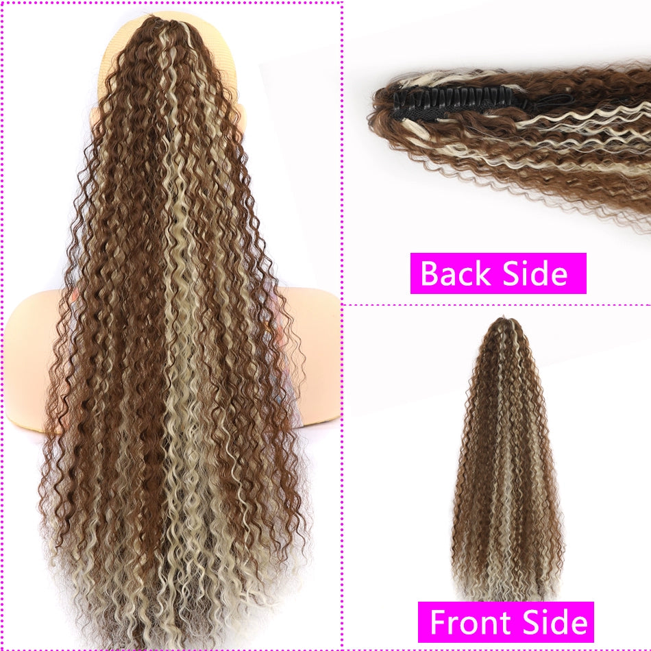 Wig Women Clip-on Hair Large Volume High Ponytail High-Grade Seamless Artificial Long Curly Hair Ponytail Hair Accessories