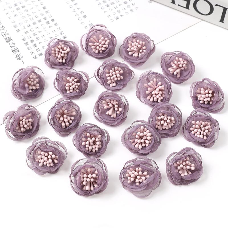 Artificial Mini Yarn Fabric Flower Fake Flower Clothing Shoes and Hat Decoration Material Hairpin Headdress DIY Handmade Accessories