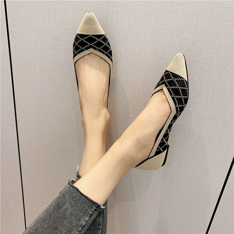 Princess Breathable Woven Pointed Plaid Old Beijing Cloth Shoes