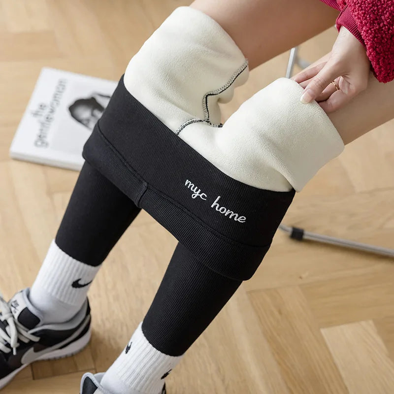 Winter Leggings For Women Thermal Underwear Solid Color Velvet Thicken Warm Pants High Waist Leggings Stretchy Leggings Trousers