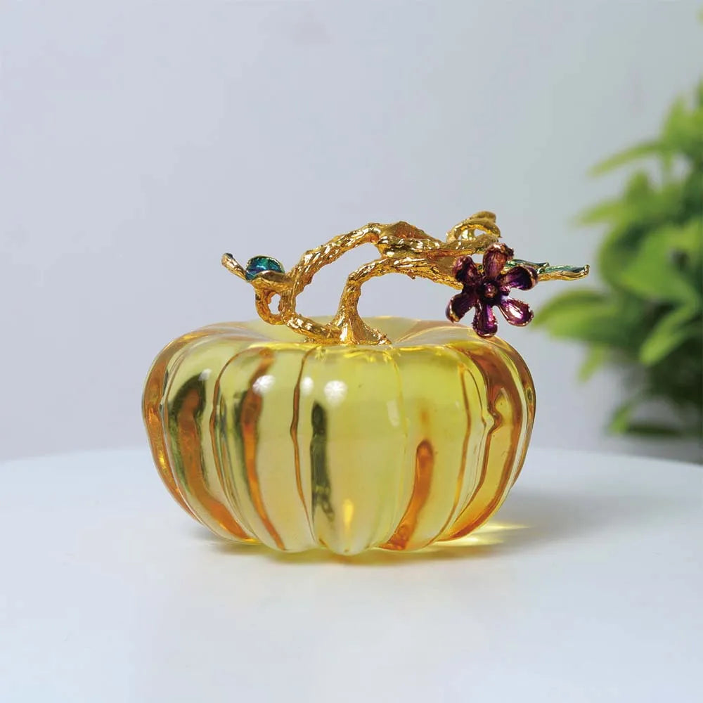 1pc Crystal Glass Pumpkin Collectible Figurine, Pumpkin Decor for Fall Harvest Halloween Thanksgiving Table Decoration