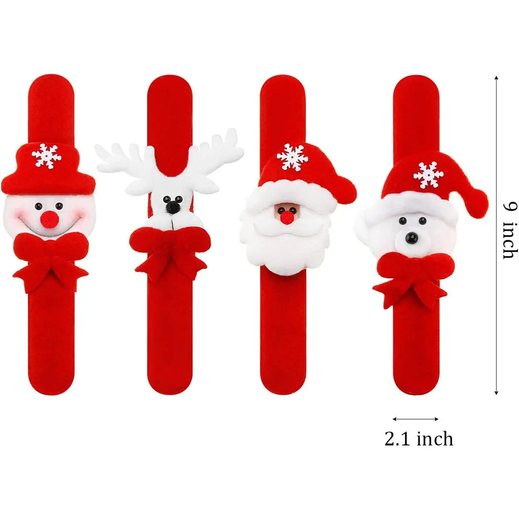 10 Pieces Christmas Slap Bracelets Christmas Snap Bracelet Party Favors Xmas Slap Bands Include Santa Claus Snowman Reindeer Bea