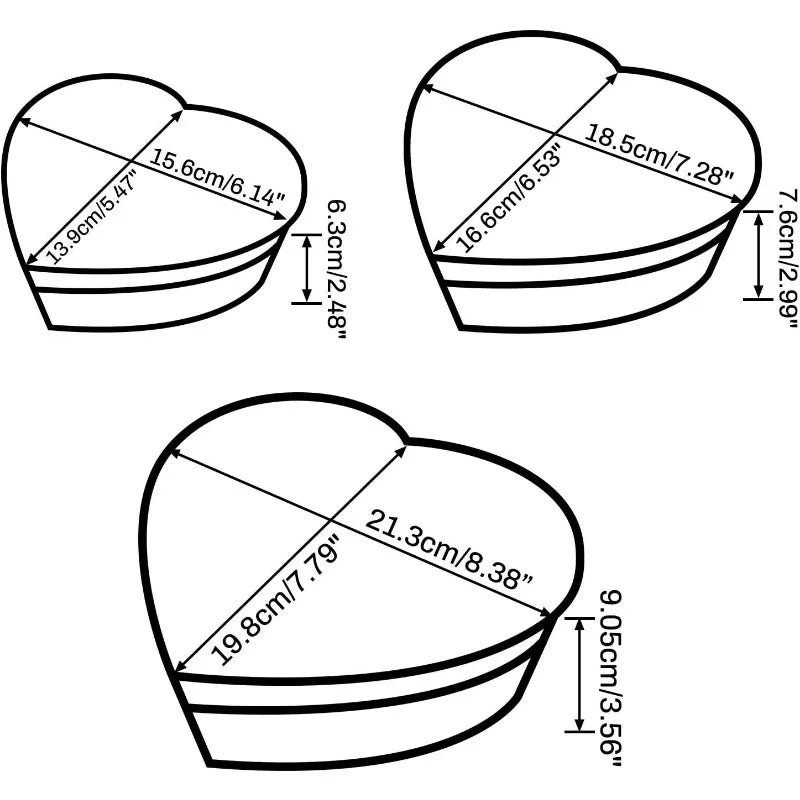 3 Mixed Size Black Heart-Shape Marble Cardboard Boxes Treat Favor Gift Box for Thanksgiving Valentine's Day Wedding - Black