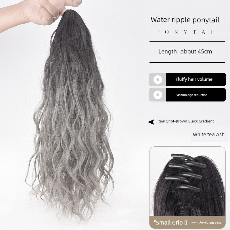 Internet Celebrity Wig Ponytail Women Grip Korean style Pear Flower Curly Hair Natural Simulation Hair Seamless High Ponytail Twist Fake Braid