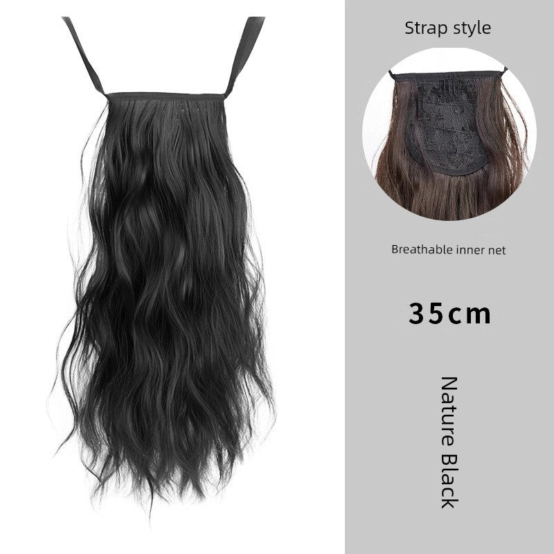Internet Celebrity Wig Ponytail Women Grip Korean style Pear Flower Curly Hair Natural Simulation Hair Seamless High Ponytail Twist Fake Braid