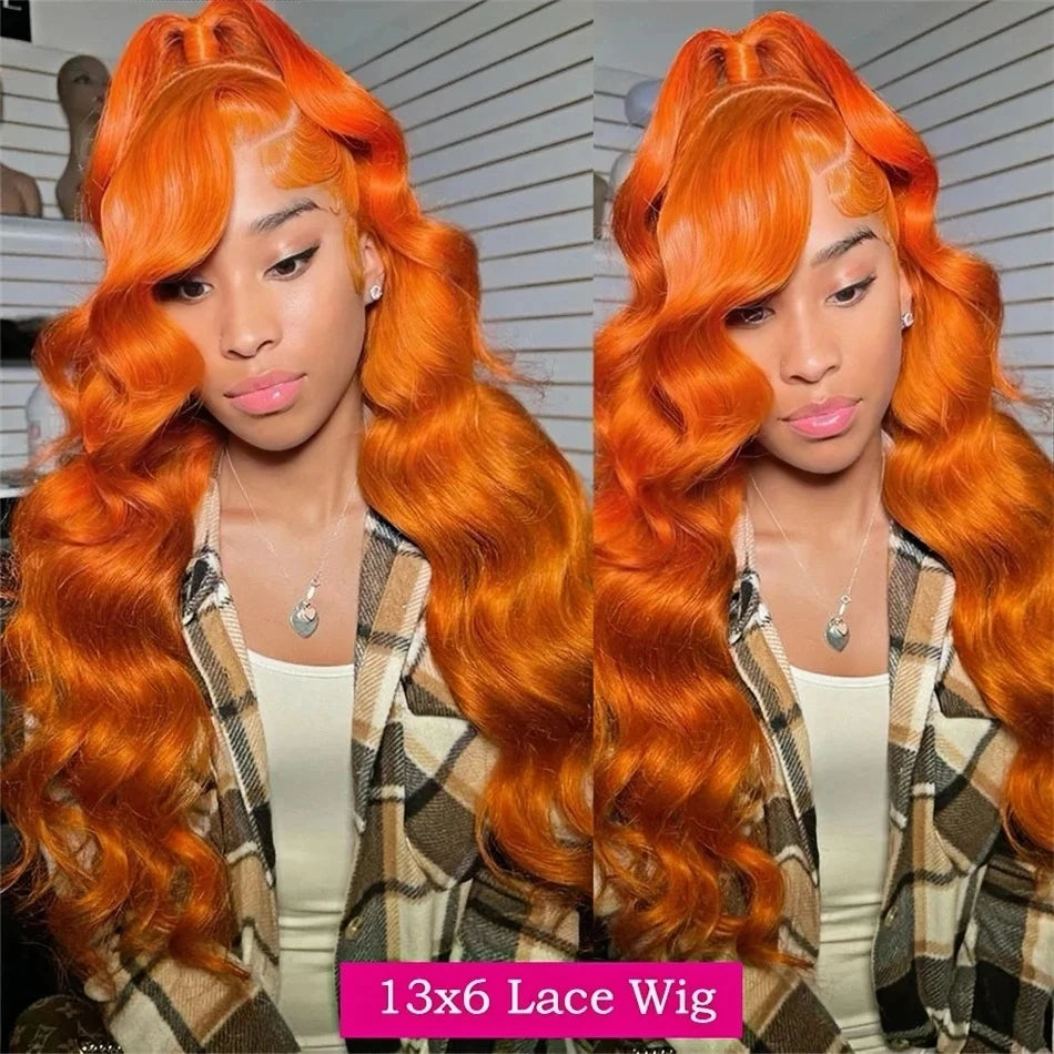 Lafino Ginger Hd Lace Wig 13x6 Human Hair Loose Body Wave 13x4 Lace Frontal Body Wave Wigs Orange Wig 350 Colored Human Hair Wig