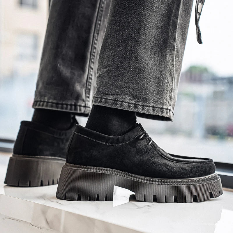 Men's Shoes 2025 Autumn New Style High-heel Thick-soled Loafers, Durable and Retro Casual Shoes, Everyday Street Trend Sneakers