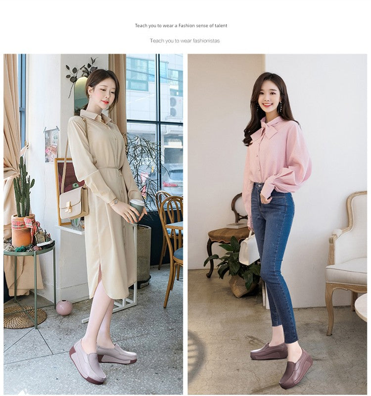 Thick Sole Wedge Casual Slip-on Platform Platform Platform Shoes