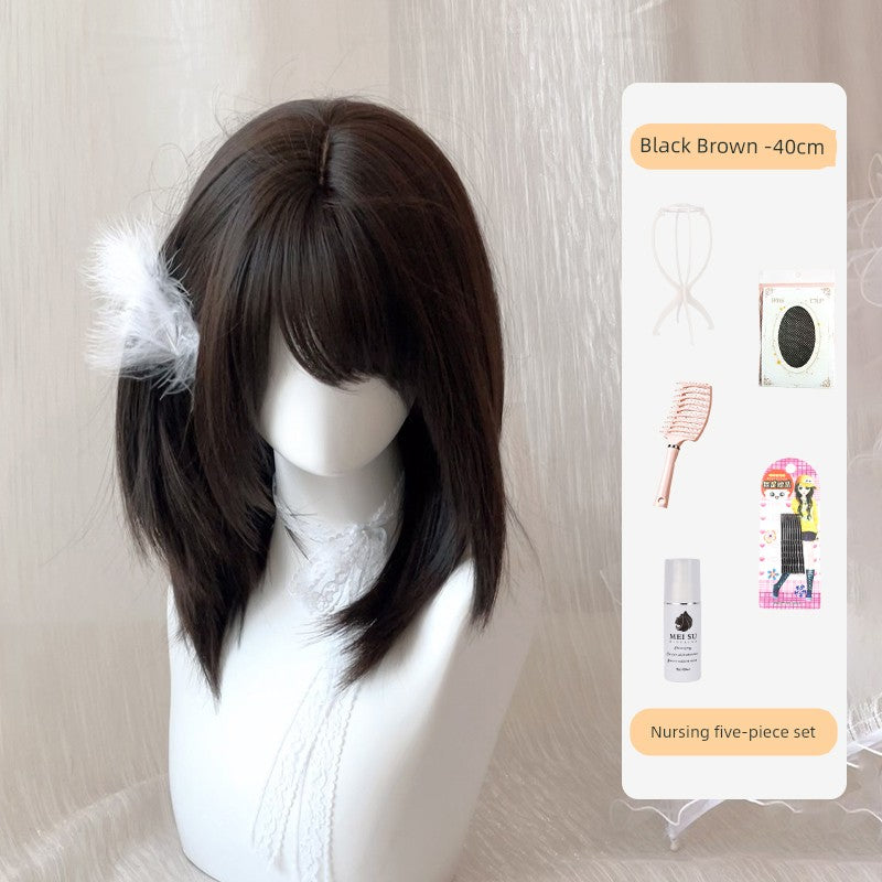 [Riman Lady] There Is a Village Frame Pure Wig Female High Level Two-Dimensional Japanese Style Long Straight Hair Artificial Hair Full-Head Wig - Heavenly shershelle