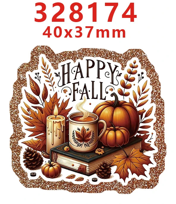 10 Pcs Fall Thanks Giving Glitter Acrylic Planar Resins Cartoon Christmas For DIY Making Hair BowsCrafts 334123