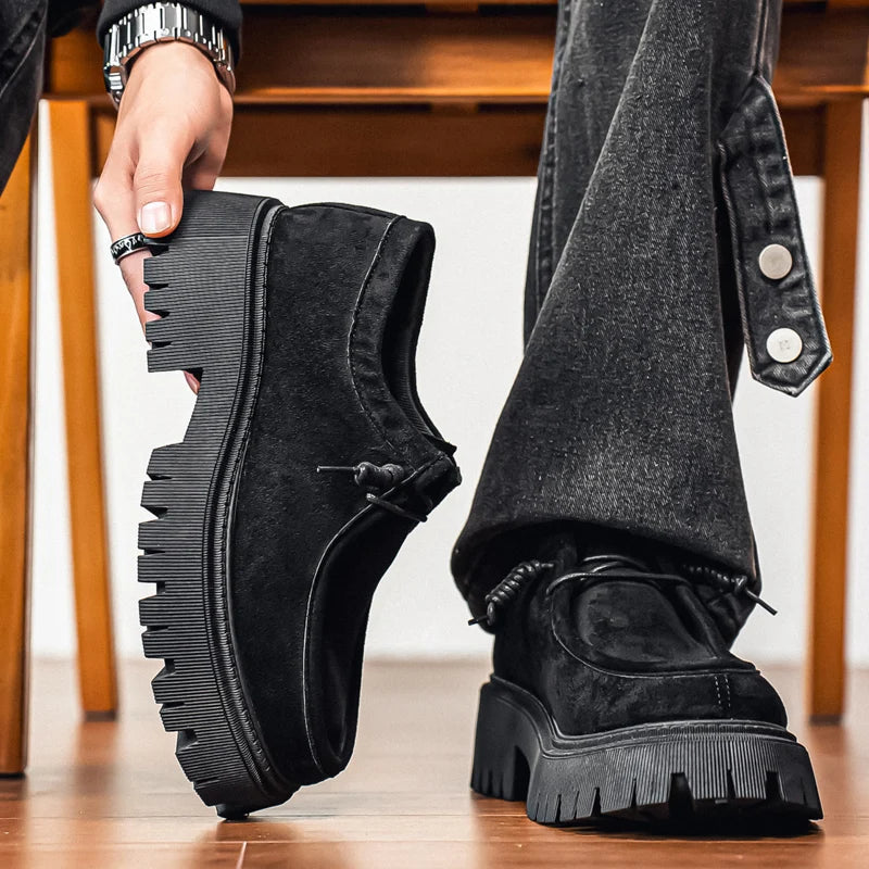 Men's Shoes 2025 Autumn New Style High-heel Thick-soled Loafers, Durable and Retro Casual Shoes, Everyday Street Trend Sneakers