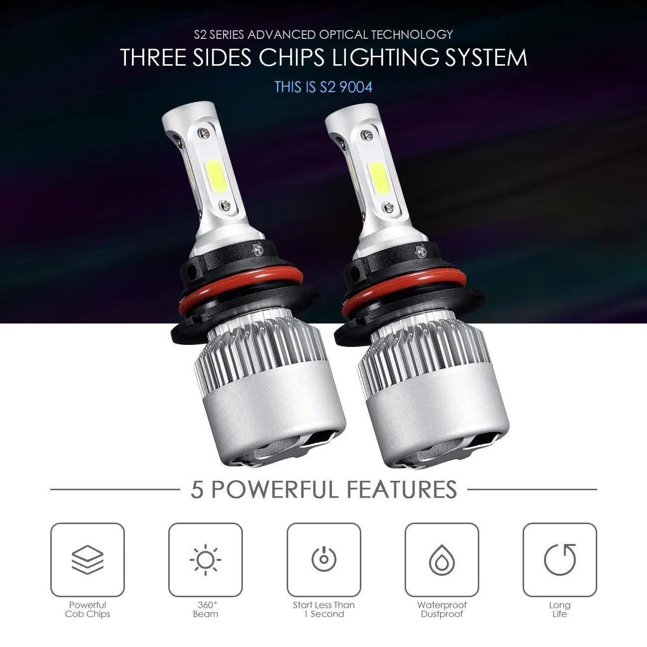 Series F-S2 9004 28W-LED Silver Edition COB Integrated Automotive Front Headlights Low end Edition