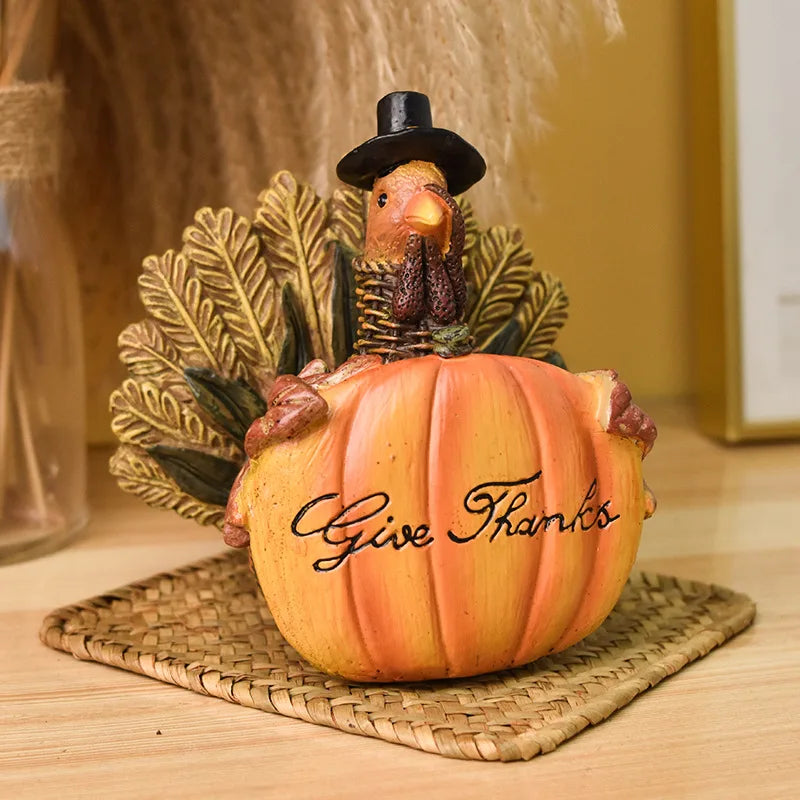 Halloween Pumpkin Harvest Festival Straw Doll Decoration Thanksgiving Turkey Resin Craft Decoration