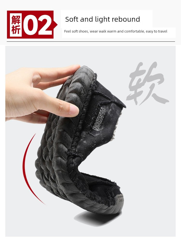 Winter Men's Shoes Old Beijing Cloth Shoes Men's Cotton Shoes Fleece-lined Heattech Comfortable Dad Shoes Soft Bottom Non Slip Men Casual Shoes