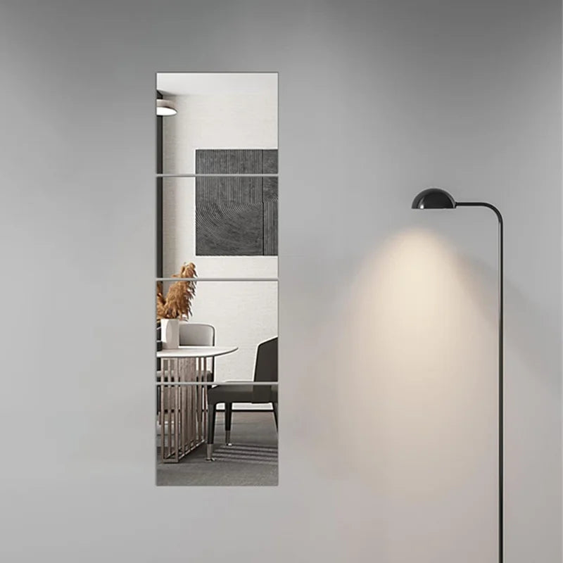 4pcs 25*25cm Mirror Wall Sticker Acrylic Wall 3D Self-adhesives Mirror Home Decorations Wall Tile Soft Plastic Mirror Sheet